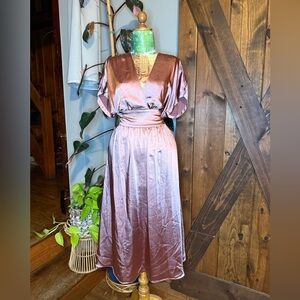 Anne Klein Satin Rose Midi Dress